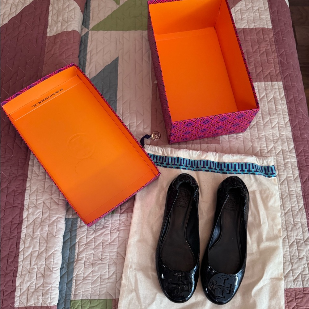 Tory Burch Black Patent Leather Ballet Flats